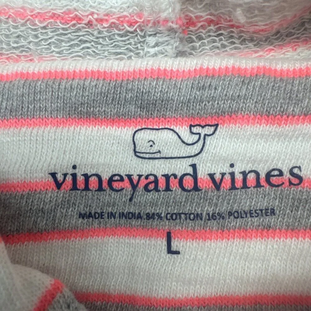 Vineyard Vines Girls Stripe Long Sleeve Knit Hooded Cover Up Dress Sz L‎ Coastal